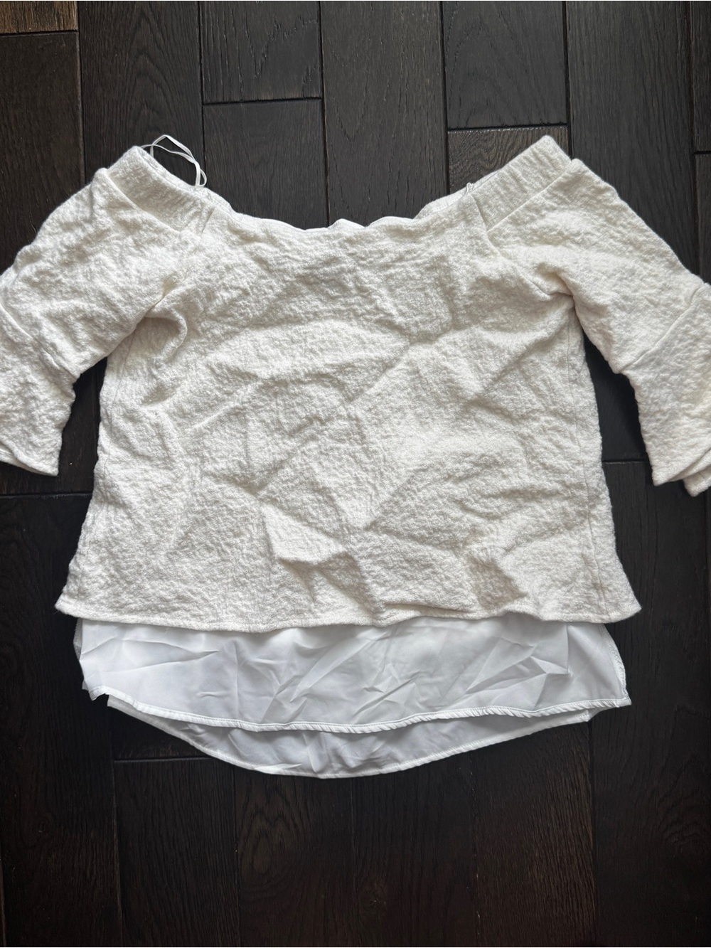 White Textured Off-Shoulder Layered Women's Top